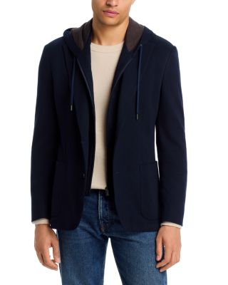 Double-Face Jersey Removable Hood Slim Fit Sport Coat