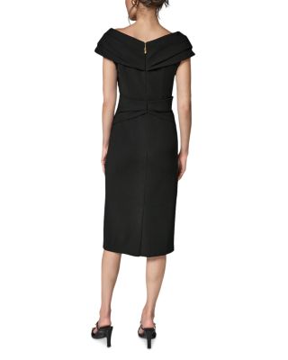 Portrait Neck Hardware Trim Sheath Dress - thumbnail 4