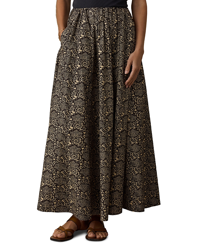 Faherty Coastal Nera Cotton Maxi Skirt In Night Bloom