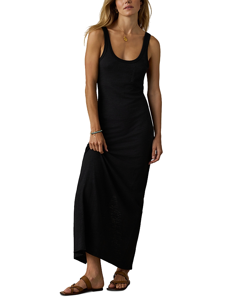 Faherty Cotton Sunwashed Slub Pocket Tank Dress In Black