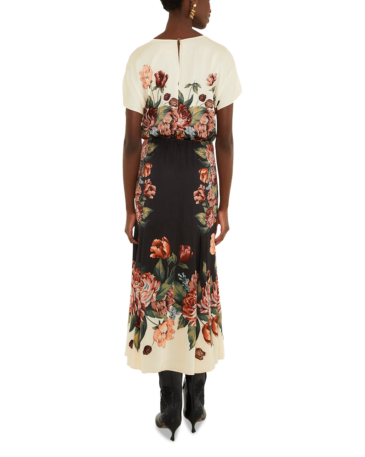 Blouson Bodice Midi Dress