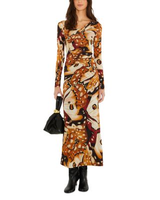 Borbofly Printed Long Sleeve Maxi Dress
