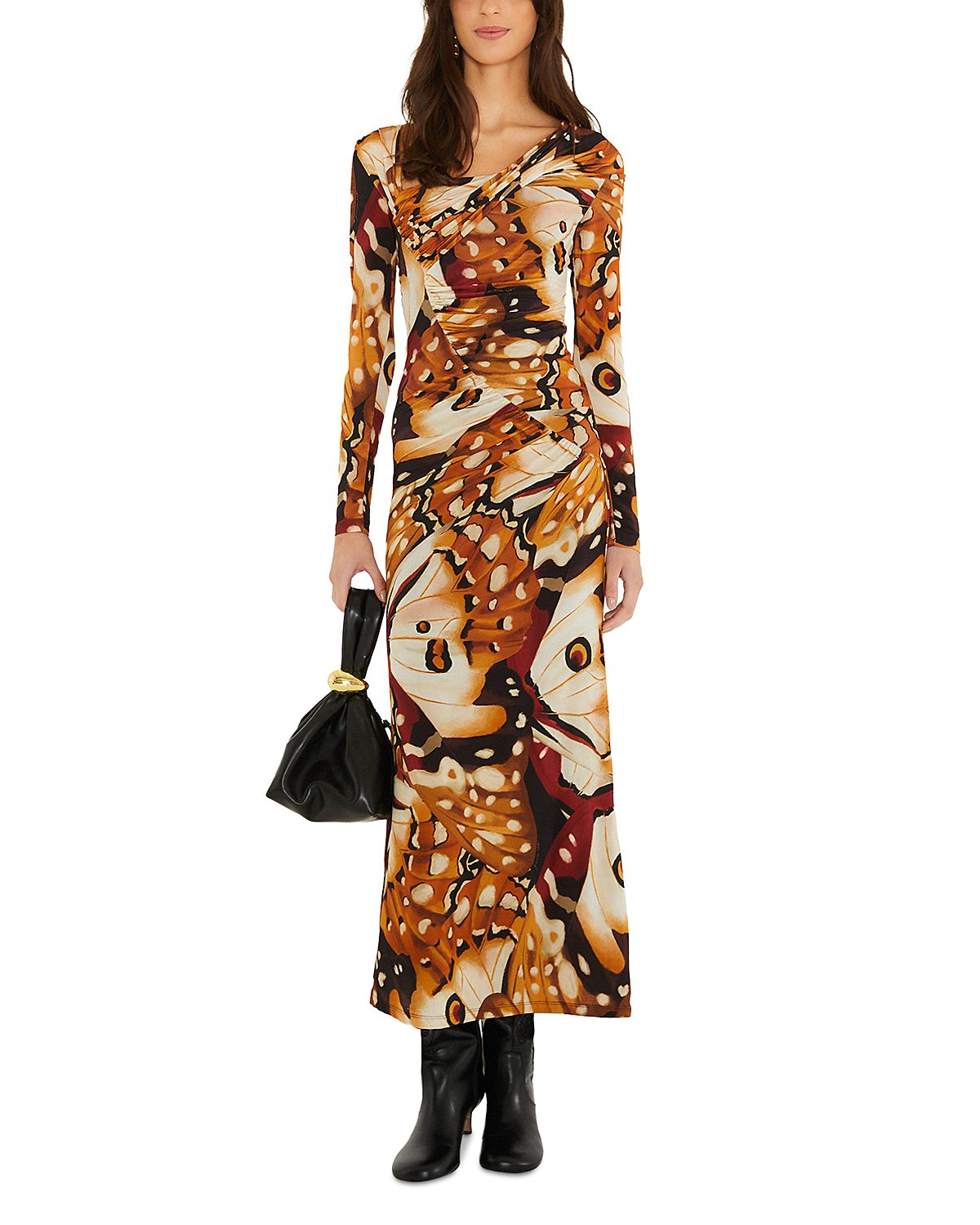Farm Rio Borbofly Printed Long Sleeve Maxi Dress