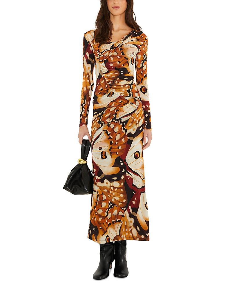 Farm Rio Borbofly Printed Long Sleeve Maxi Dress