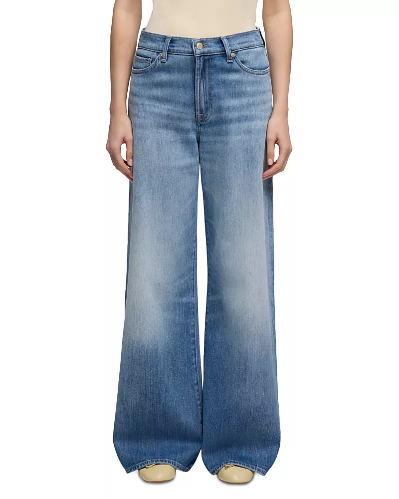 7 For All Mankind Lotta Tailorless High Rise Wide Leg Jeans in Chill Wave