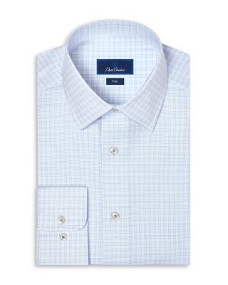 Trim Fit Cotton Blend Check Dress Shirt