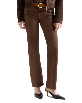 Calie Mid Rise Straight Jeans in Coating Cognac