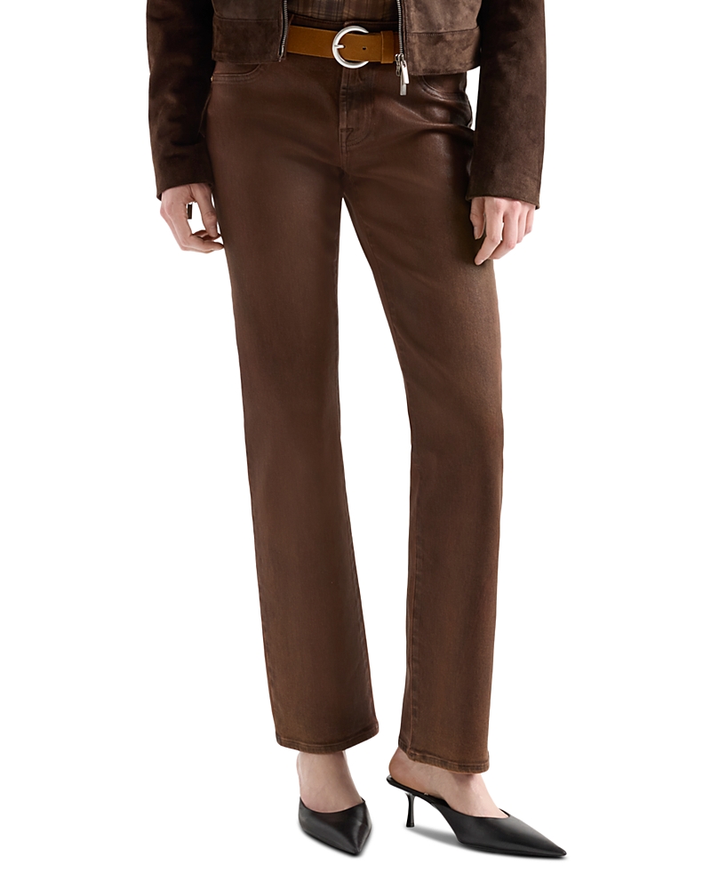 7 For All Mankind Calie Mid Rise Straight Jeans in Coating Cognac