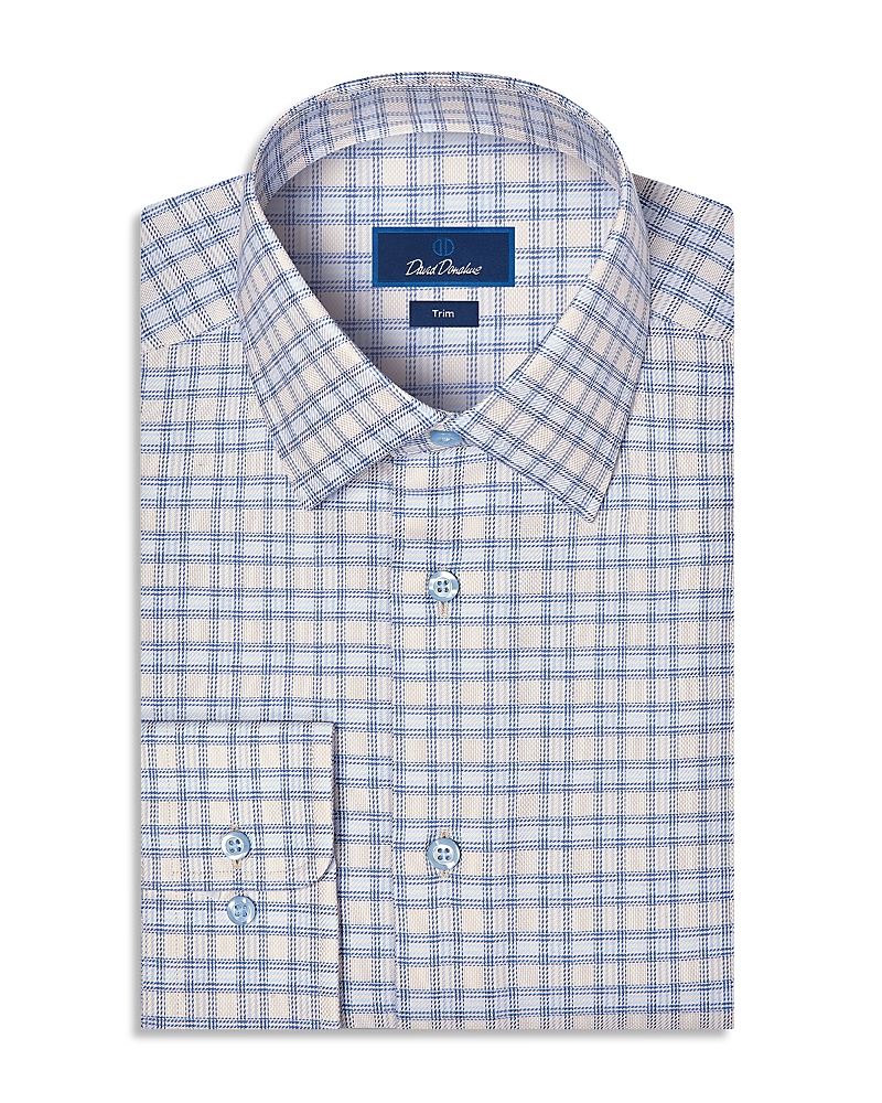 David Donahue Trim Fit Dobby Check Cotton Dress Shirt