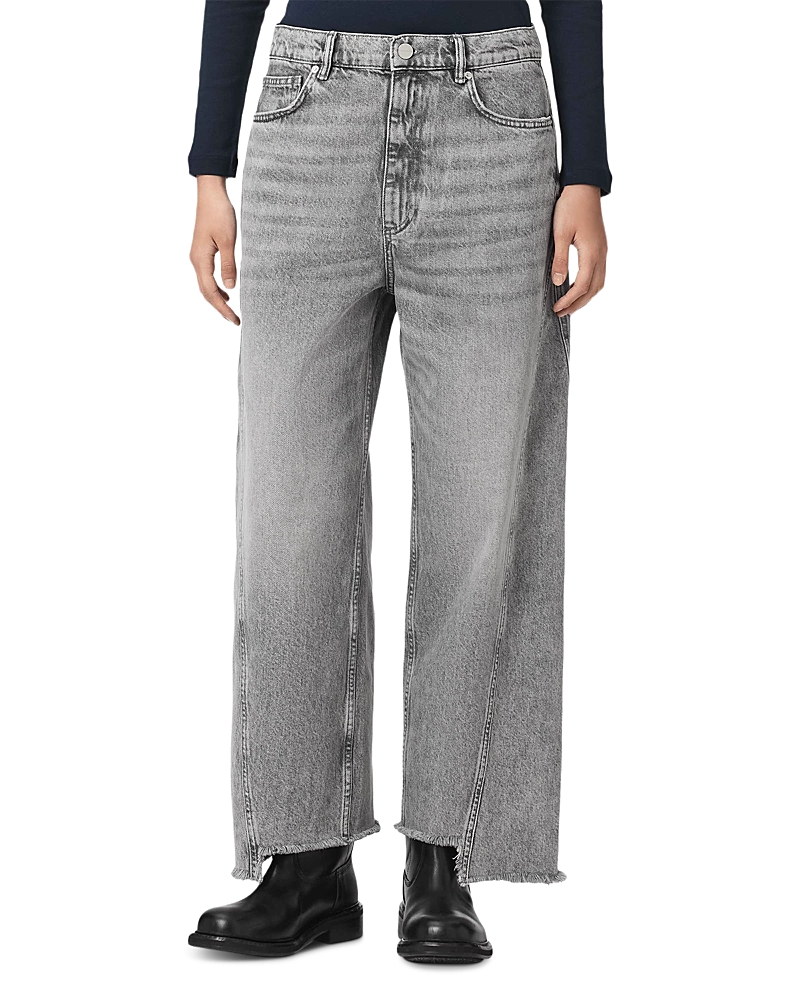 Allsaints Fox Mid Rise Step Hem Jeans in Washed Grey