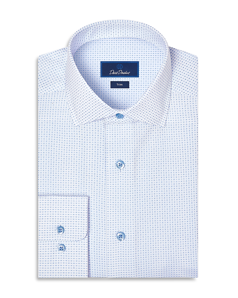 David Donahue Trim Fit Dobby Dot Dress Shirt