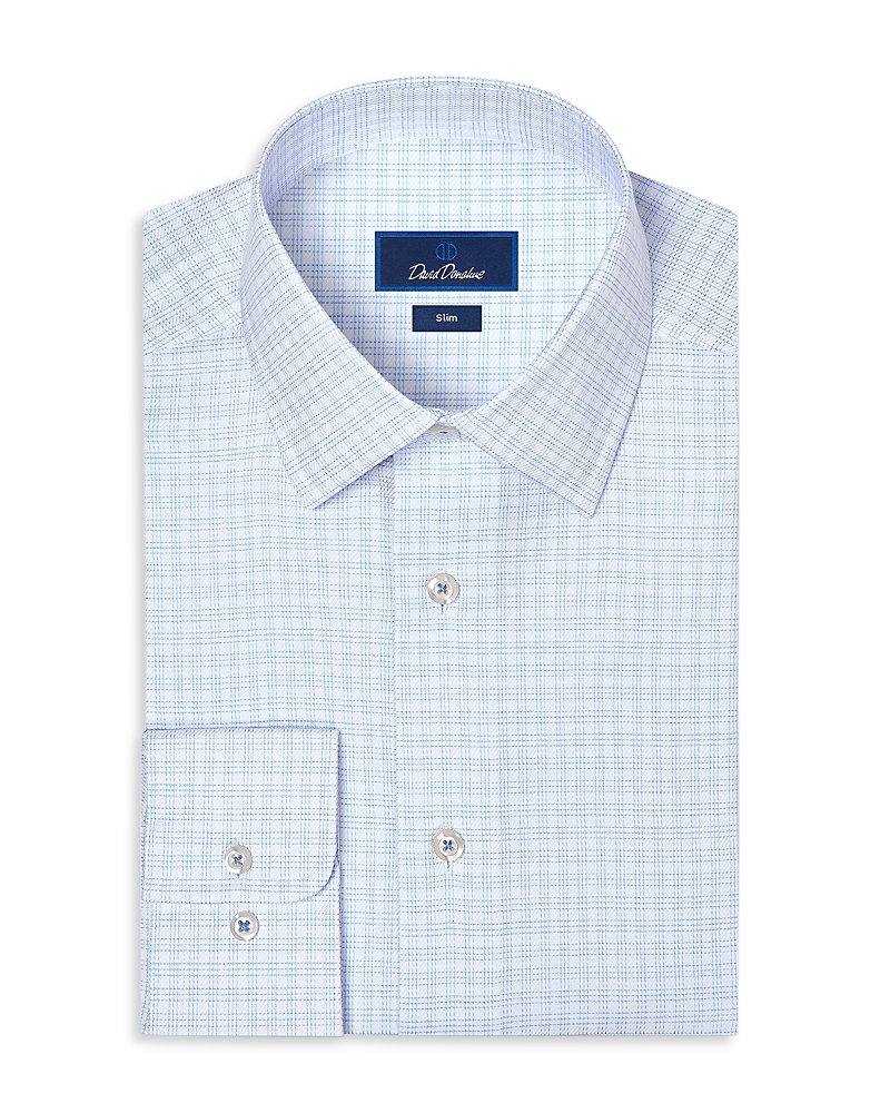 David Donahue Slim Fit Stretch Twill Check Dress Shirt
