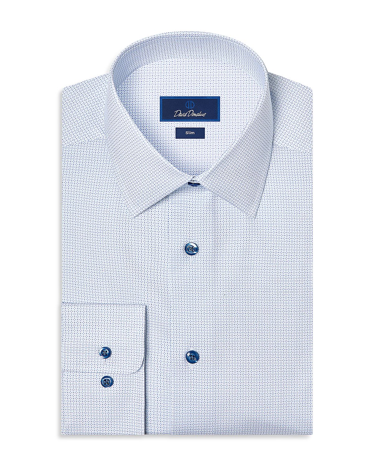 David Donahue Slim Fit Stretch Micro Geo Print Dress Shirt