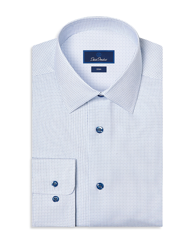 David Donahue Slim Fit Stretch Micro Geo Print Dress Shirt