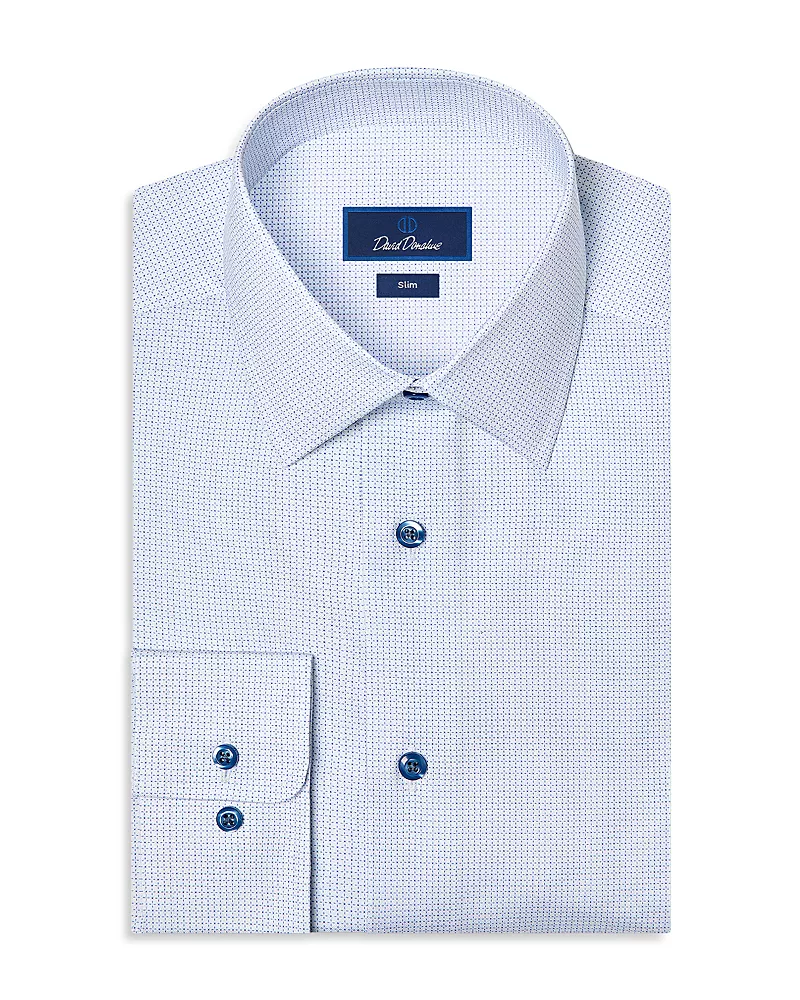 David Donahue Slim Fit Stretch Micro Geo Print Dress Shirt
