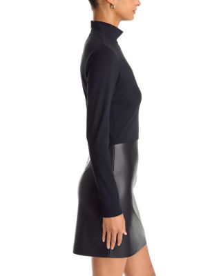 Turtleneck Mixed Media Faux Leather Dress - thumbnail 5