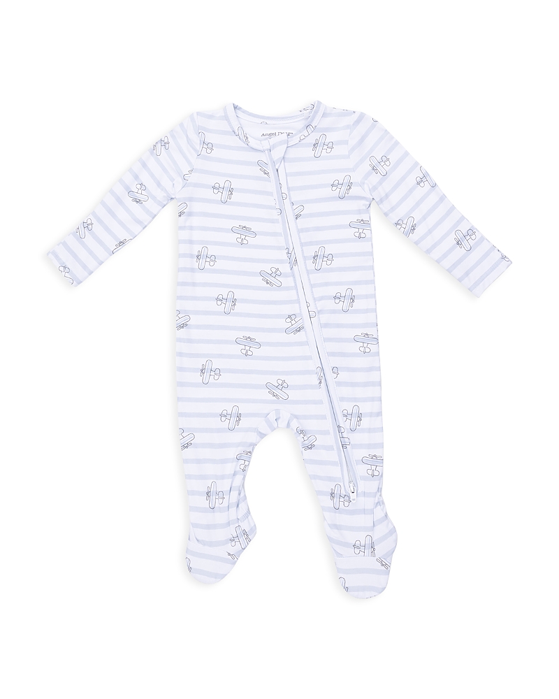 Angel Dear Boys' Airplane Striped Two Way Zipper Footie - Baby