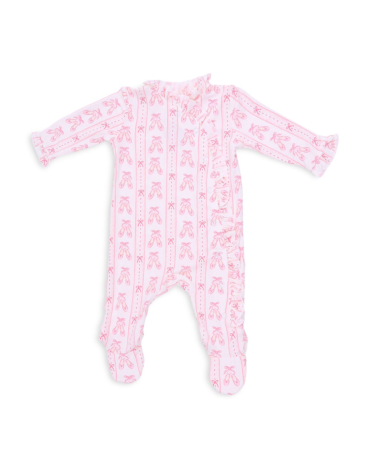 Angel Dear Girls Ballet Shoes Ribbon Stripe Kimono Ruffle Snap Footie - Baby