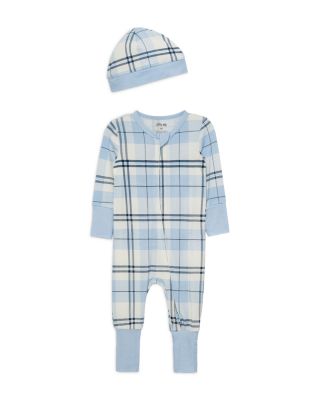 Boys' Blue Plaid Coverall and Hat - Baby