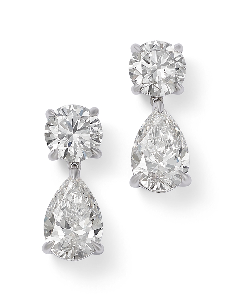 Bloomingdale's Fine Collection Certified Lab Grown Diamond Pear & Round Drop Earrings in 14K White Gold, 5.0 tcw