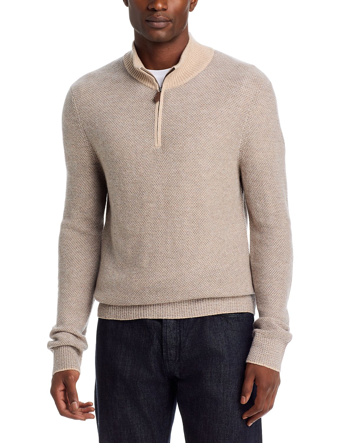 The Men's Store at Bloomingdale's Jacquard Quarter Zip Wool Blend Sweater - Exclusive