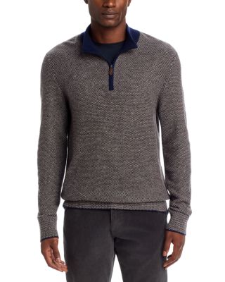 Jacquard Quarter Zip Wool Cashmere Sweater - Exclusive