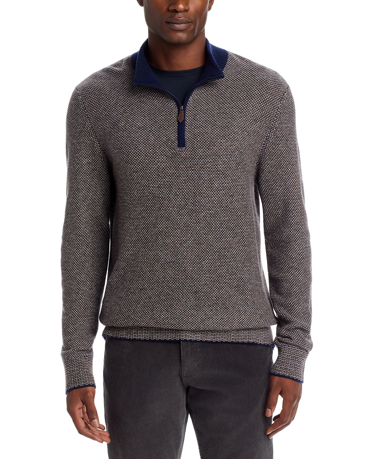 The Men's Store at Bloomingdale's Jacquard Quarter Zip Wool Blend Sweater - Exclusive