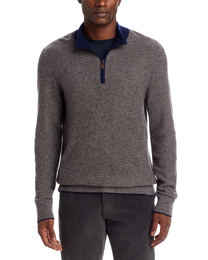 The Men's Store at Bloomingdale's Jacquard Quarter Zip Wool Blend Sweater - Exclusive