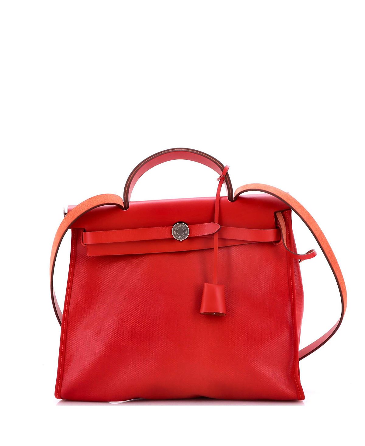 Pre-Owned HERMES 31 Herbag Zip Berline Vache Canvas and Leather