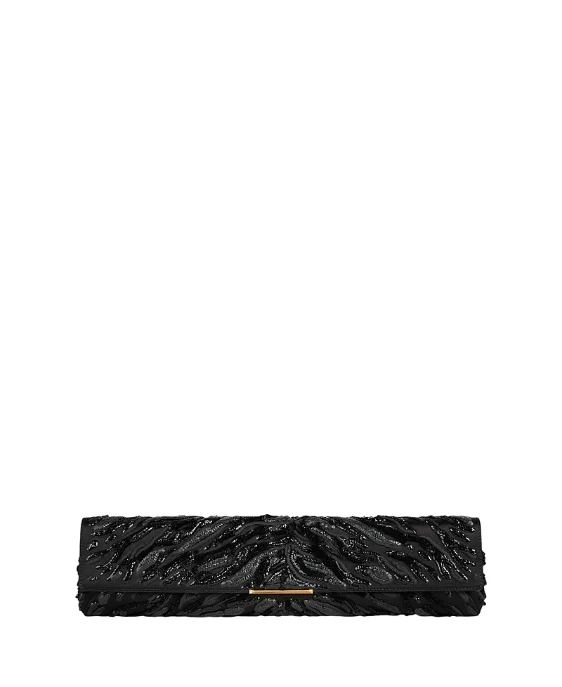 Balmain Long Clutch Bag in Embroidered Satin
