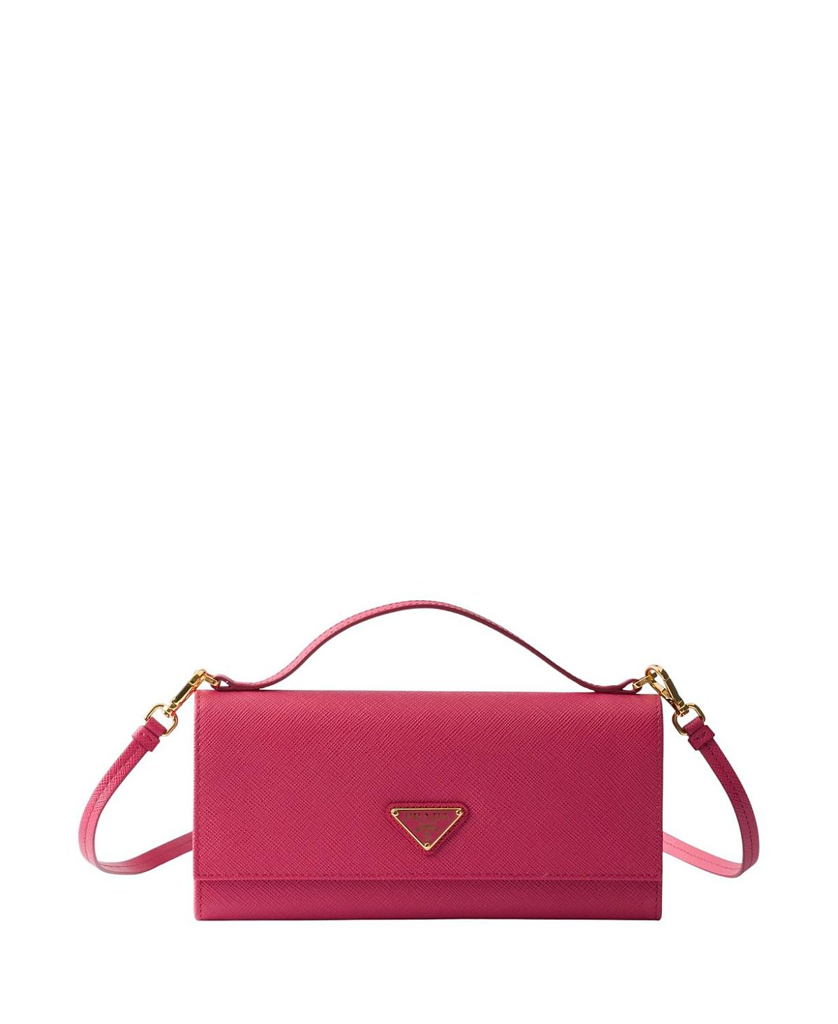 Prada Saffiano Leather Wallet With Shoulder Strap