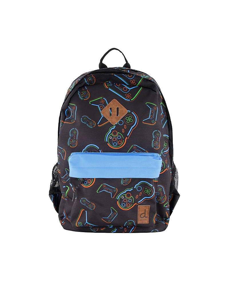 Deux Par Deux Kids Backpack Black Printed Controller In Multi