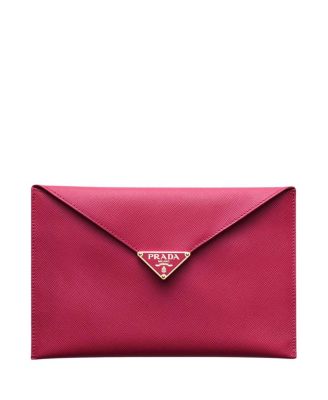 Saffiano Leather Envelope Clutch