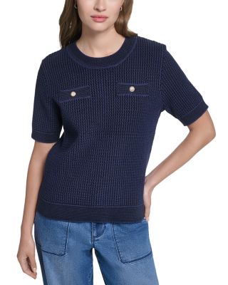 Karl Lagerfeld Paris Double Pocket Short Sleeve Sweater