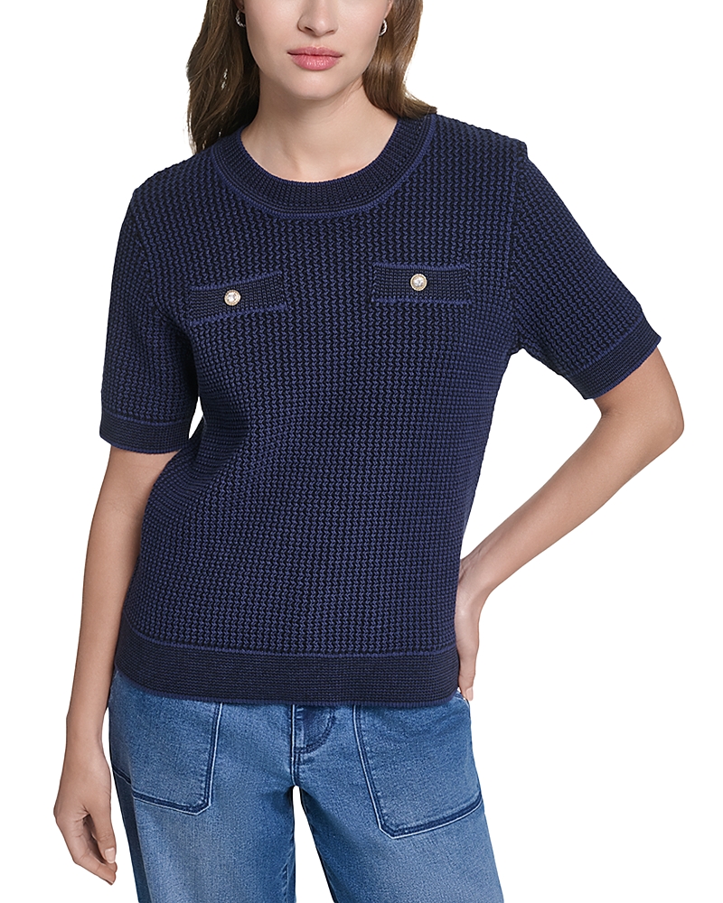 Karl Lagerfeld Paris Double Pocket Short Sleeve Sweater