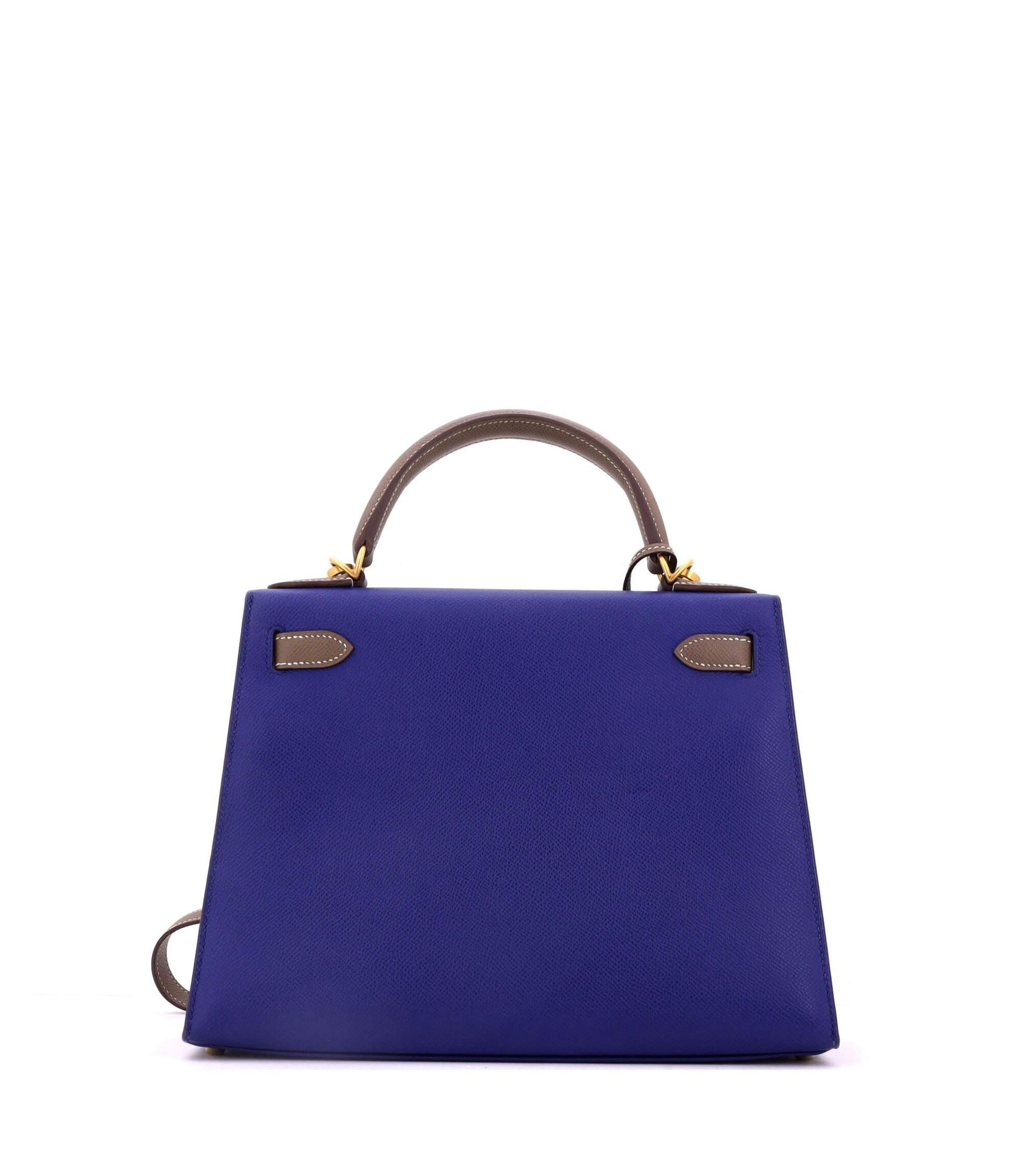 Kelly 28 Handbag Bicolor Epsom with Brushed Gold Hardware — Image 3