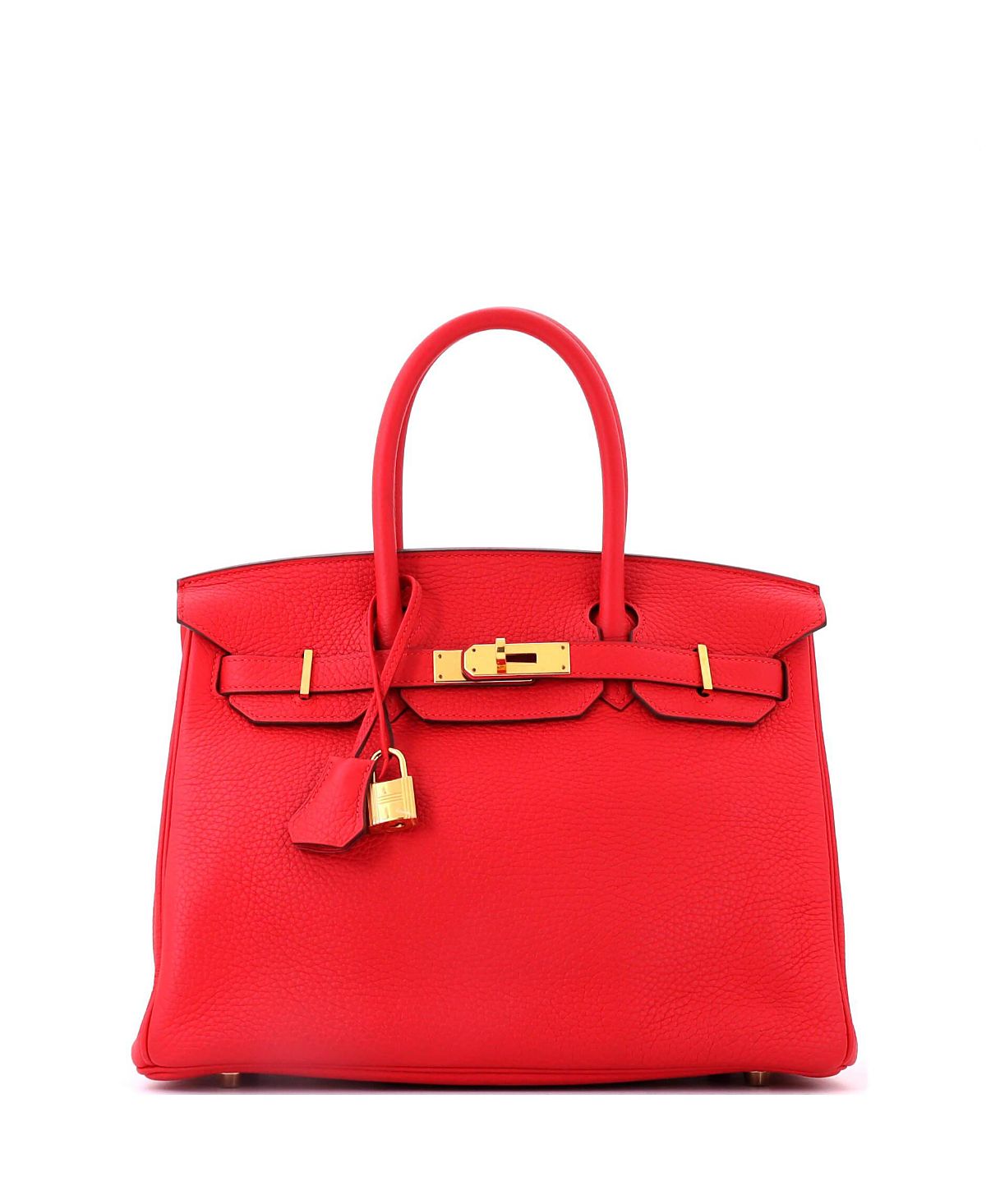 Pre-Owned HERMES Birkin 30 Handbag Red Clemence with Gold Hardware