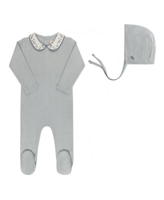  Unisex Embroidered Collar Collection Footie + Bonnet - Baby