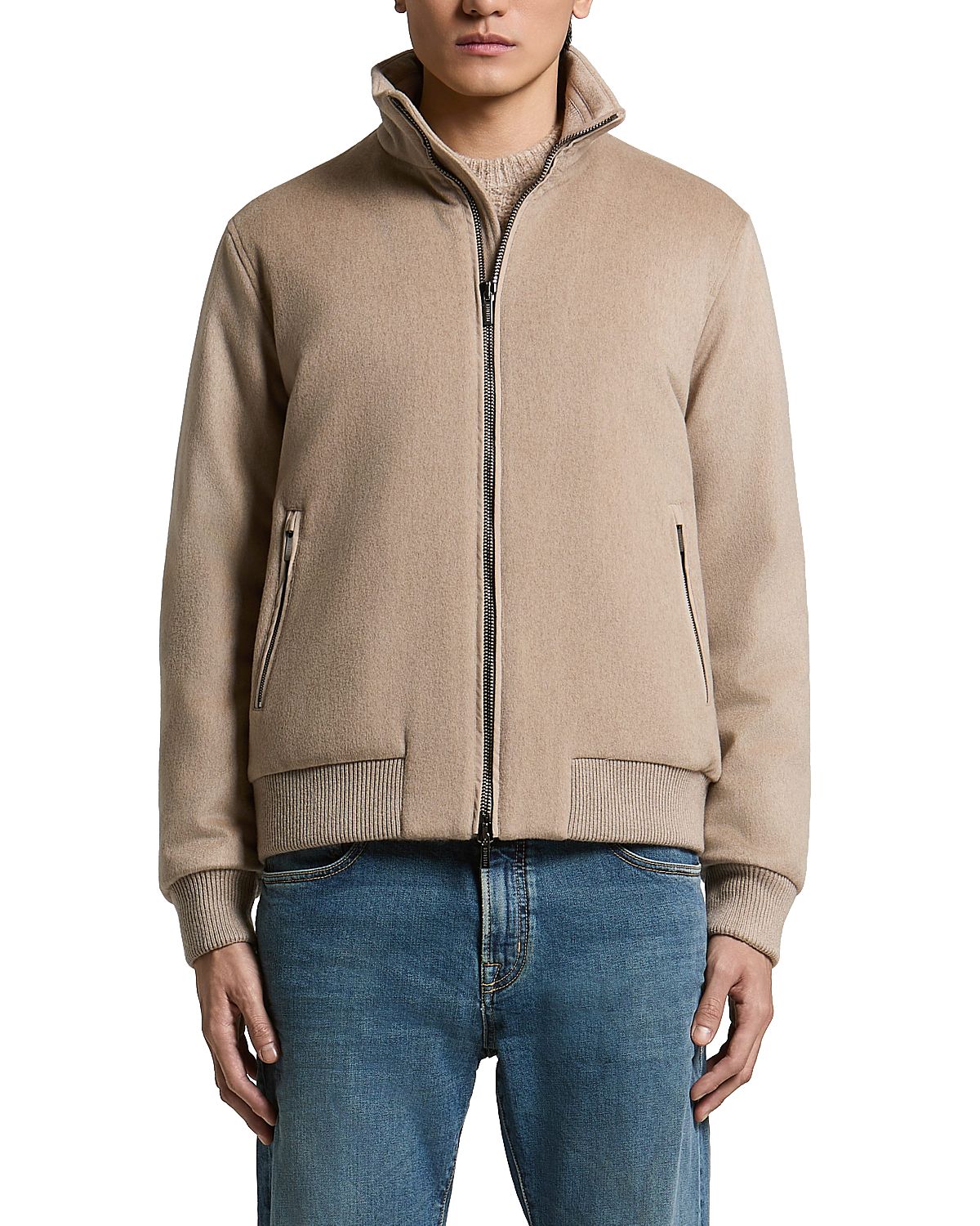 Peserico Wool & Cashmere Beaver Finish Stand Collar Jacket