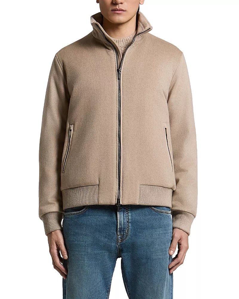 Peserico Wool & Cashmere Beaver Finish Stand Collar Jacket