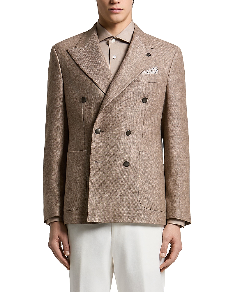 Peserico Wool, Silk & Linen Regular Fit Double Breasted Blazer