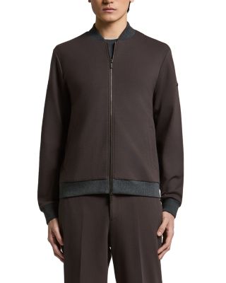 Cotton Blend Double Interlock Zip Sweater