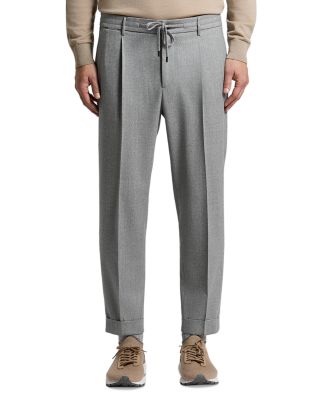 Wool Gabardine Pleated Drawstring Joggers