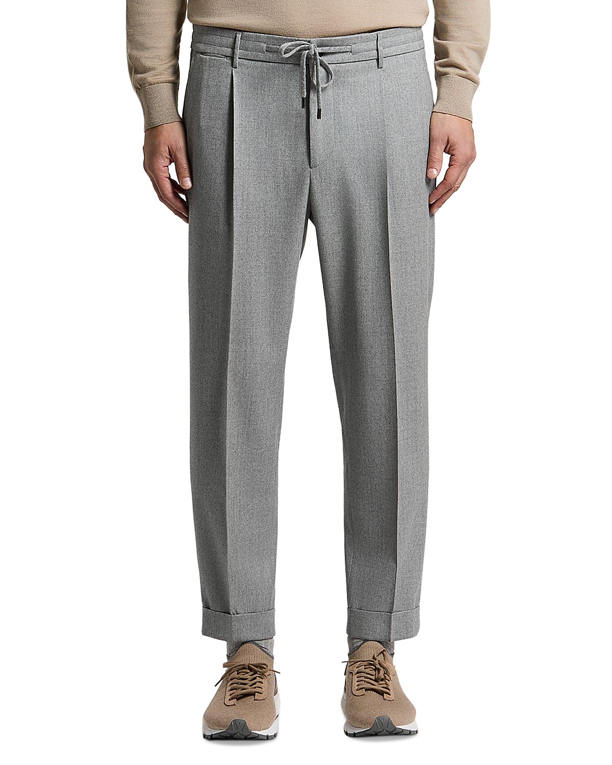Peserico Wool Gabardine Pleated Drawstring Joggers