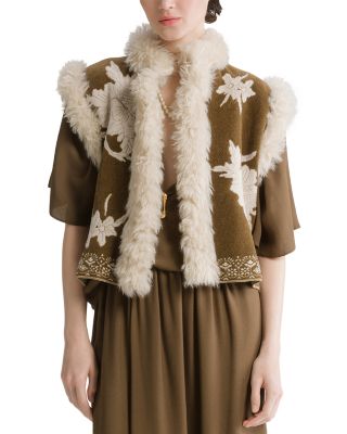 forte_forte The Lotus Chenille Jacquard Faux Fur Vest