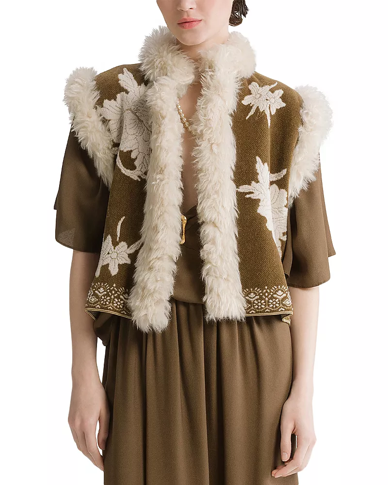 forte_forte The Lotus Chenille Jacquard Faux Fur Vest