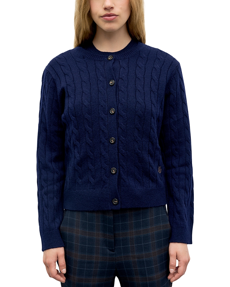 Gerard Darel Raiza Cable Knit Button Front Sweater