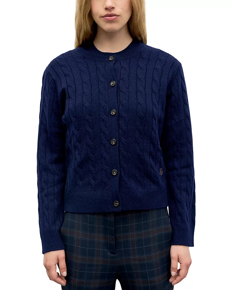 Gerard Darel Raiza Cable Knit Button Front Sweater