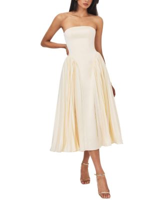  Marnie Pleated Satin Midi Dress