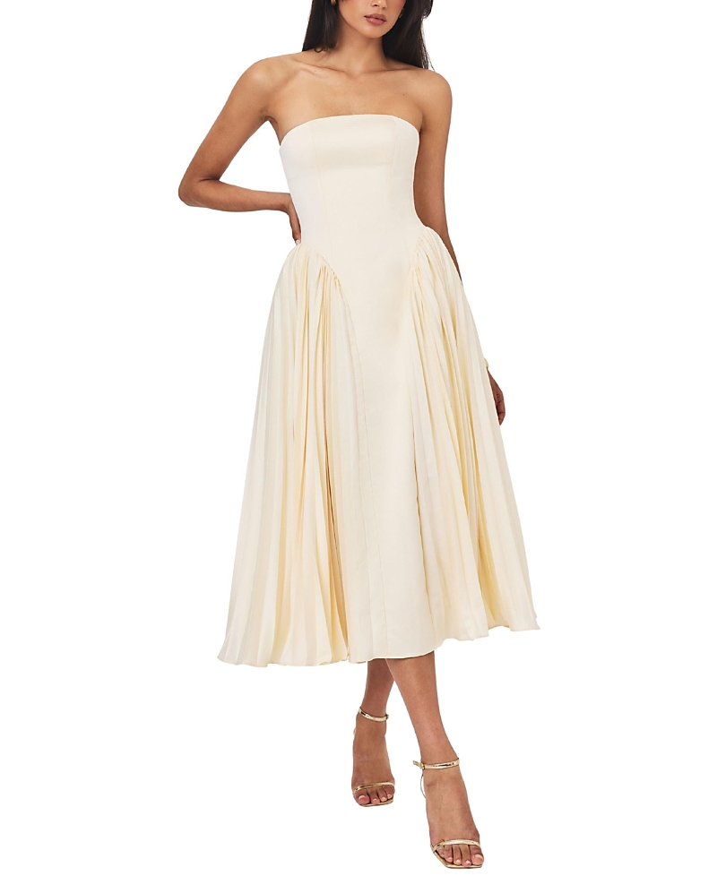 Miss Circle Marnie Pleated Satin Midi Dress